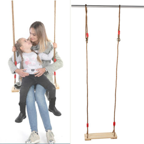 Balançoire Suspendue en Bois pour Adultes et Enfants - Siège de Jeu Intérieur/Extérieur