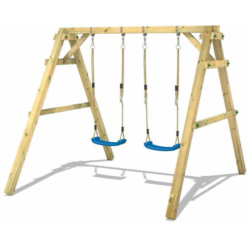 Wickey - Portique balançoire Aire de jeux Sky Dancer Prime avec extension d'escalade Portique bois pour enfants - bleu - bleu