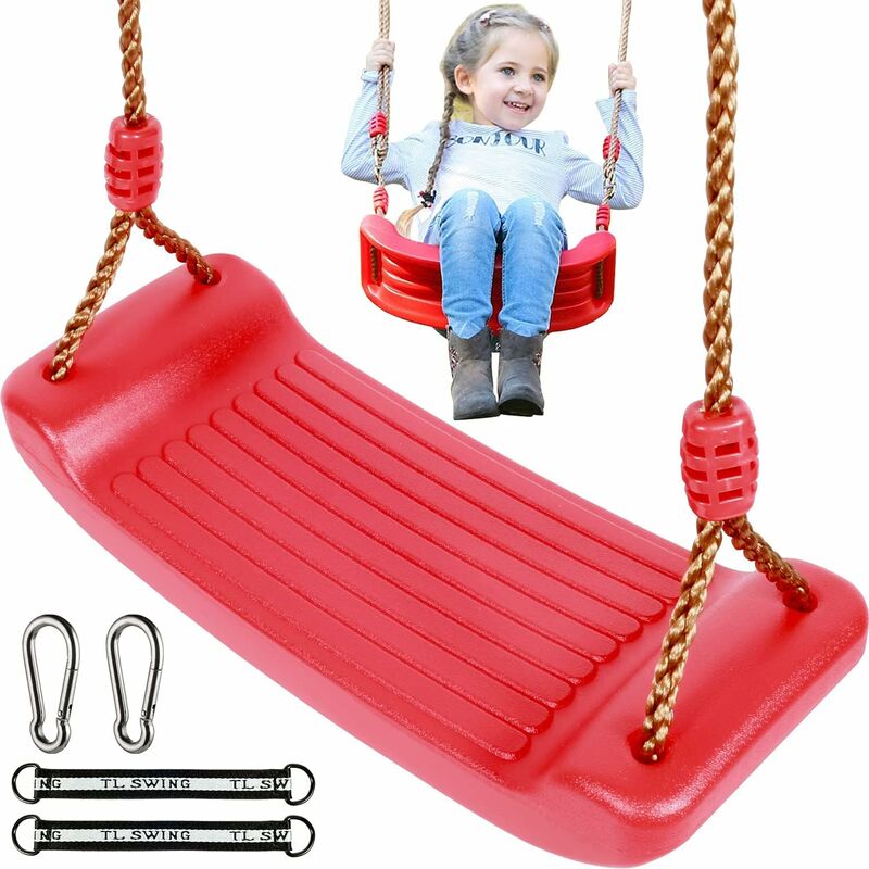 Balançoire d'extérieur pour enfants, balançoire en plastique, siège de balançoire pour enfants avec corde réglable en hauteur et accessoires,