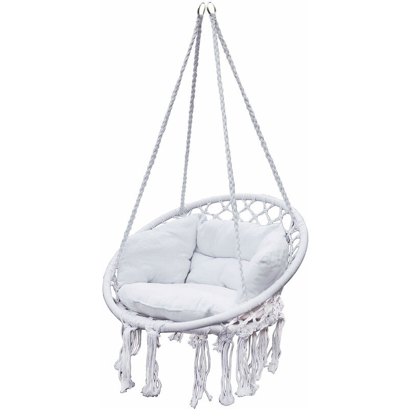 Balançoire fauteuil suspendu ø 80 cm incl. coussin - couleur : blanc