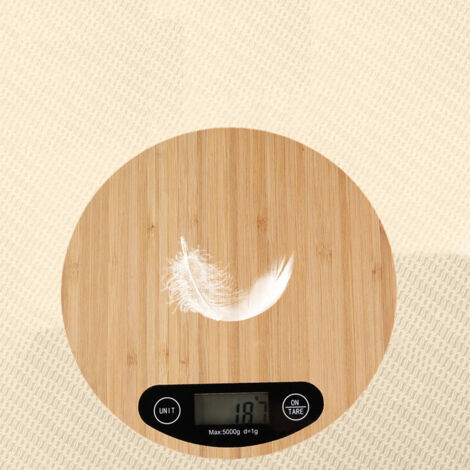 Balanza de cocina de bambú, balanza electrónica multifuncional para cocinar y hornear.