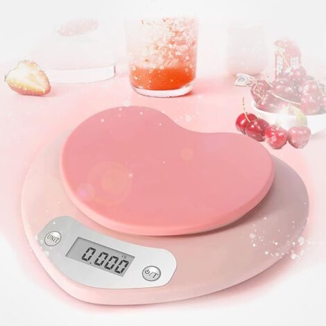 Balanza de cocina de ultra precisión: gran pantalla LCD, función de tara y unidad de medida en mililitros (rosa, 3 kg/0,1 g).