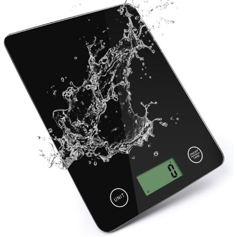 Balanza de cocina digital multifuncional de 5 kg, pantalla LCD, nivelación automática (6 unidades), función de tara, botón táctil, precisión de 1 g.