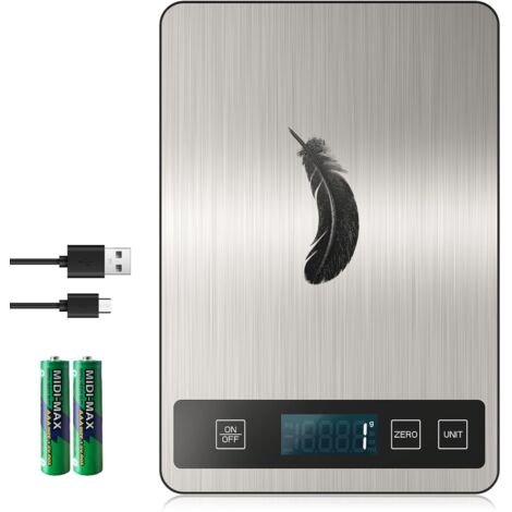 Balanza de cocina digital recargable (15 kg) - Alta precisión 1 g/0,1 oz, balanza de alimentos USB-C con batería incluida y función profesional duradera.