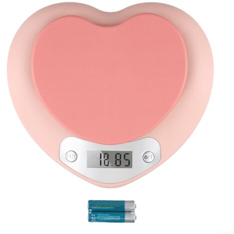 Balanza de cocina electrónica, capacidad de 5 kg, pantalla LCD en forma de corazón, con función de tara, adecuada para hornear, cocinar y preparar café.