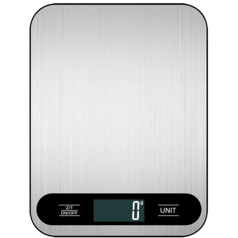 Balanza de cocina electrónica de alta precisión, 10 kg/1 g, con pantalla LCD retroiluminada, acero inoxidable, 6 unidades y función de tara, balanza digital multifuncional para alimentos.
