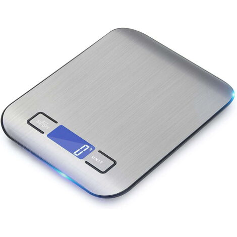 Balanza de cocina electrónica, pesaje digital (gramos y onzas), balanza de cocina de 22 lb, precisión de 1 gramo/0,05 onzas (plateada).