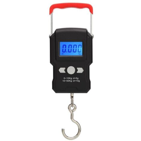 Balanza de pesca, balanza para equipaje colgante de 50 kg, balanza electrónica con pantalla LCD retroiluminada, apta para pesca al aire libre (negra).
