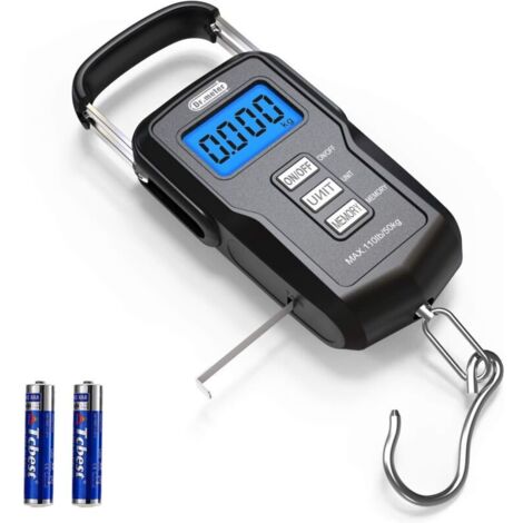 Balanza de pesca Dr.meter de 110 lb/50 kg. Balanza digital colgante con función de almacenamiento y comparación digital, pantalla LCD retroiluminada.