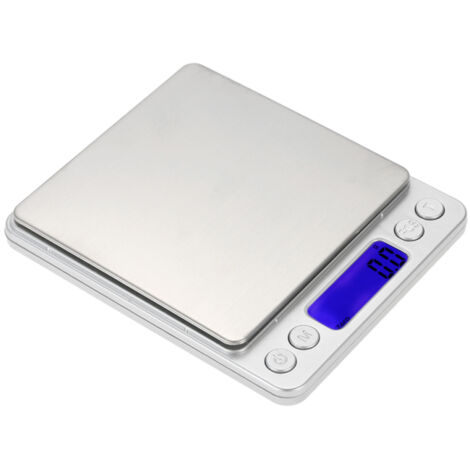 Balanza digital de cocina, balanza digital para alimentos, balanza para repostería, pantalla LCD retroiluminada, 2 plataformas, para el hogar y los viajes, 2000 g/0,1 g