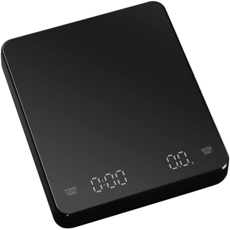 Balanza digital para café con temporizador y pantalla LED, capacidad máxima de pesaje de 3 kg, precisión de 0,1 g, apta para café de filtro y café de jarra.