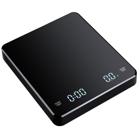 Balanza digital para café de 3 kg/0,1 g con temporizador y pantalla LED, balanza para espresso, balanza de cocina electrónica recargable, herramientas de medición de alta precisión (oz/ml/g).