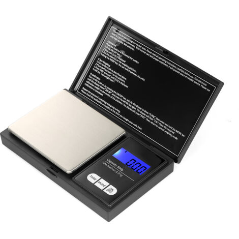 Balanza digital portátil, 500 g/0,01 g de alta precisión, 7 unidades, retroiluminada, para joyería, oro, polvos y especias.