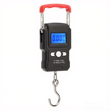 Balanza electrónica portátil de 50 kg/5 g con pantalla LCD retroiluminada y gancho para colgar, doble precisión, ideal para la pesca y los viajes. Minibalanza electrónica de viaje.