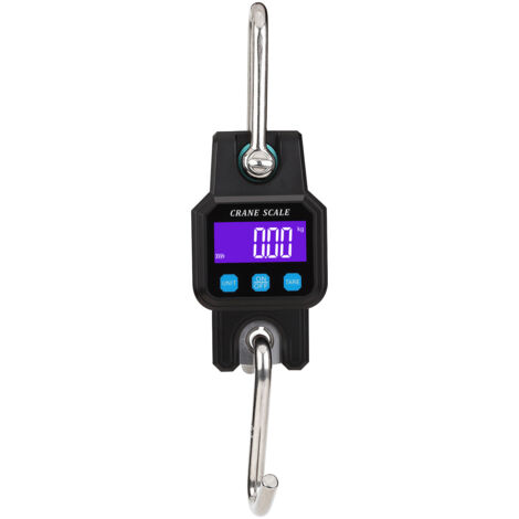 Balanza grúa portátil 300kg/600lb recargable  Báscula colgante digital industrial  Funciones: encendido, retención datos, tara, cero  Para granja, pesca, viajes, mercado, exterior
