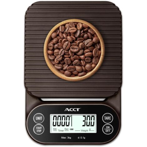 Balanza para café con temporizador - Balanza barista de 3 kg/0,1 g para espresso, vertido y uso en la cocina, 4 unidades, balanza de alta precisión con alfombrilla antideslizante