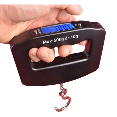 Balanza portátil Steelyard Mini con gancho para colgar y pantalla LCD retroiluminada para el hogar, granja, fábrica, caza al aire libre, 50 kg