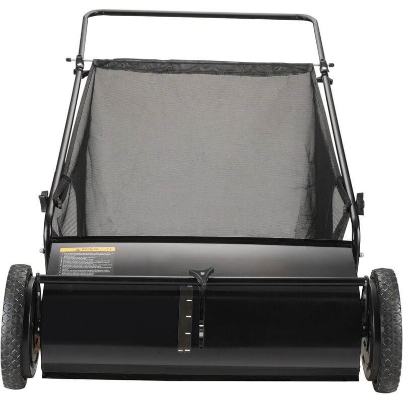 Mophorn - Balayeuse à gazon poussée de 26 pouces, ramasseur de feuilles et d'herbe robuste avec 4 brosses rotatives, roues en caoutchouc durables,