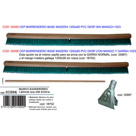 Balayeuse en bois 1200x65 distributeur PVC sans poignée