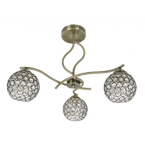 Balbina Lampe 3xe27 Cuir 40x54d Cristal