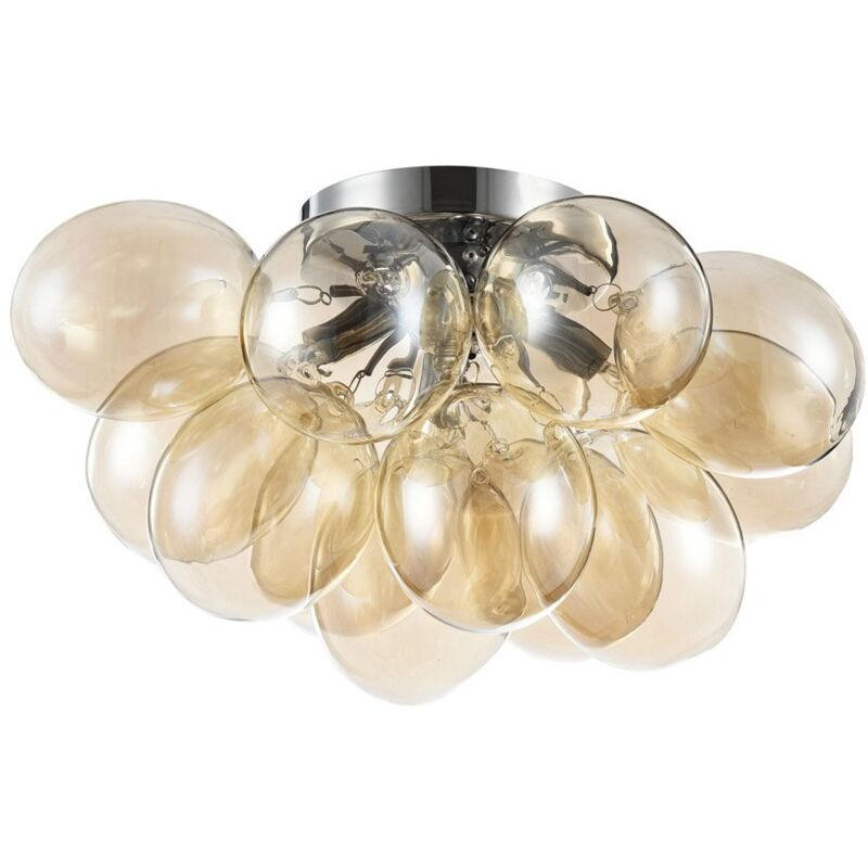 Maytoni - Plafoniera Contemporanea Baldo Metallo Nichel 4 Luci Diffusori Cognac