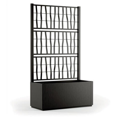 Balcón de flores Ethica rectangular de 80 cm con enrejado en grafito