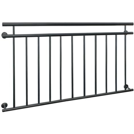 Balcón francés antracita 90 x 156 cm con juego de montaje en acero inoxidable