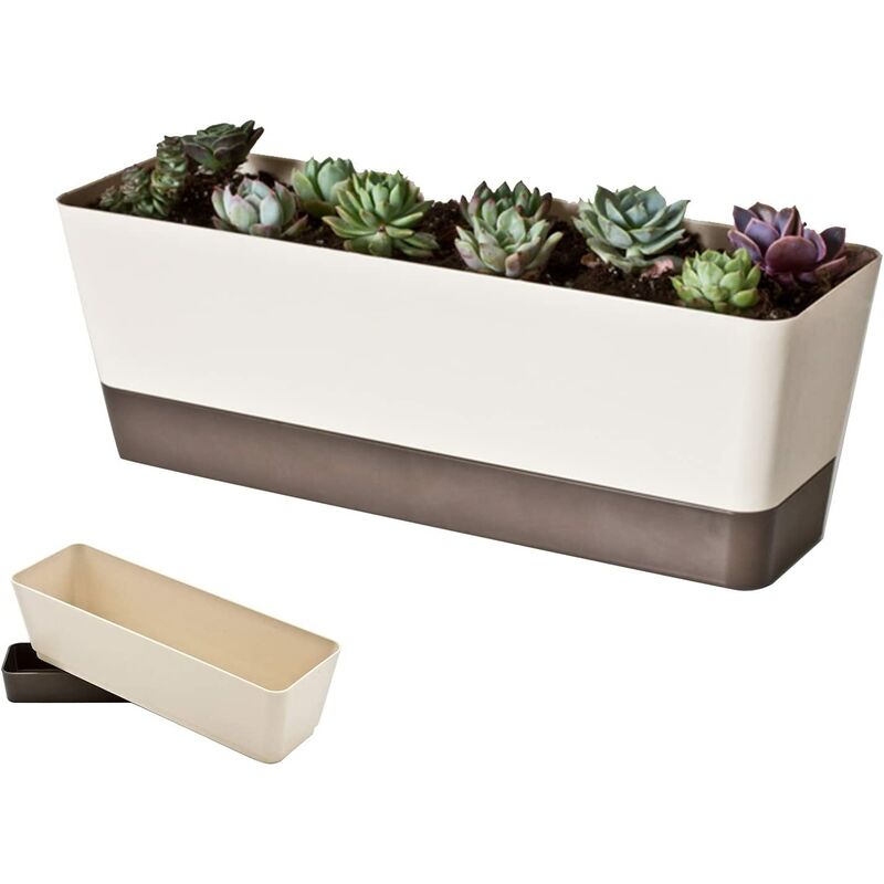 Balcon Jardin Rectangulaire Jardinières en Plastique,Fleur Végétale Planteur Boîte Pot De Plantation pour Rebord de Fenêtre, Patio,Décoration