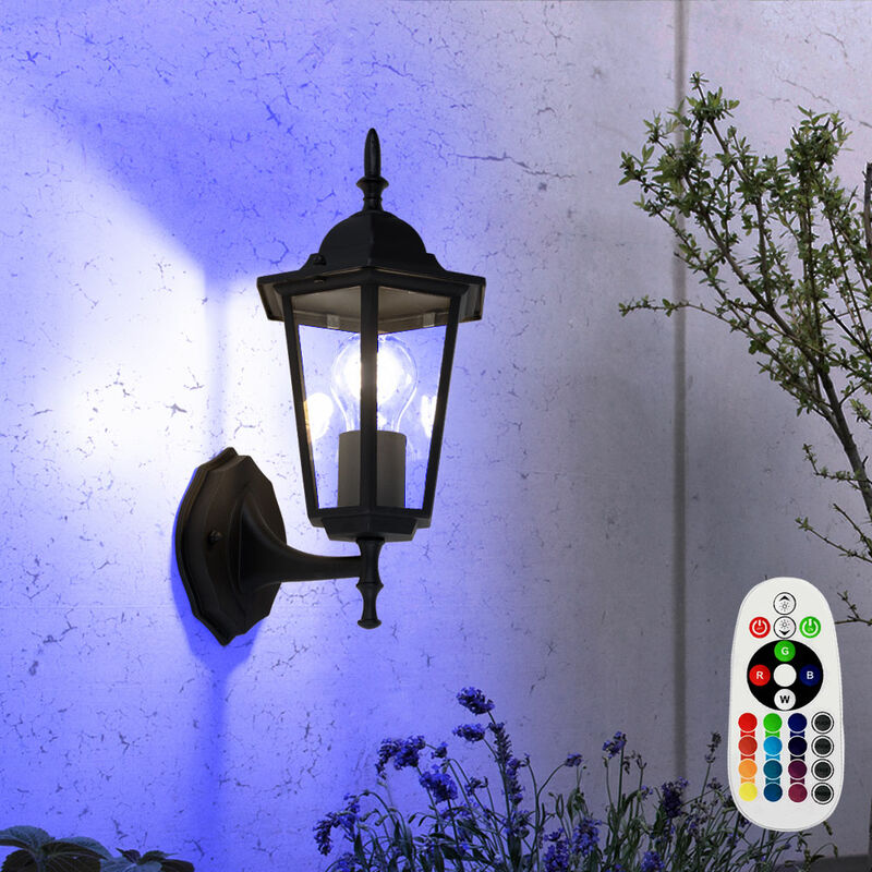 

Lámpara de exterior, iluminación de pared de balcón, farol de aluminio, focos de fachada en un juego que incluye lámparas LED RGB
