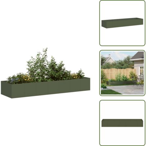 Balcone - vidaXL Fioriera Verde Oliva 280x80x40 cm in Acciaio - Patio