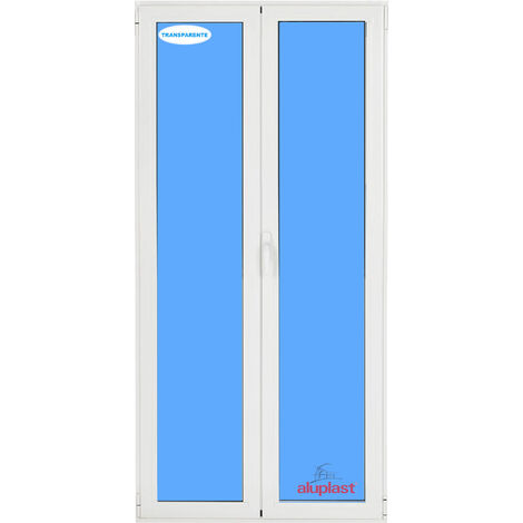 ECO-BLU Balconera PVC 1200x2100 Blanca 2 Hojas Oscilobatiente Vidrio Transparente