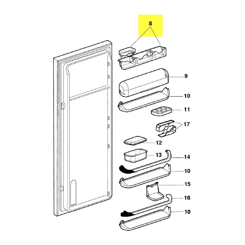 Scholtes - balconet superieur/couvercle 411X75X55 pour refrigerateur...