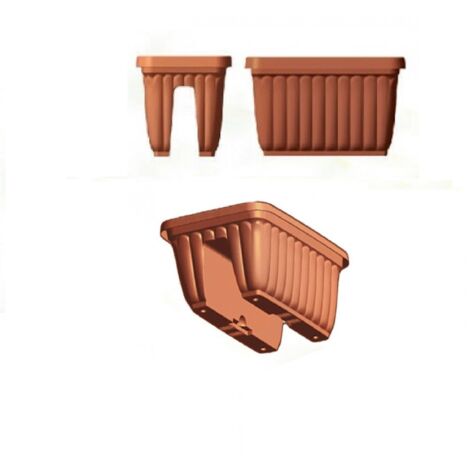 Balconetta Dorica doppia fioriera da balcone 50 cm – Doppio vaso in plastica terracotta – Larghezza 27 cm – Altezza 20 cm – Aggancio 6 cm – Bronzo