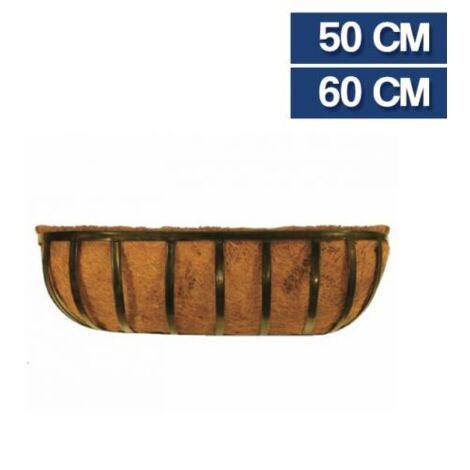 BALCONIERA FIORIERA VASO RETTANGOLARE IN FERRO INVOLUCRO FIBRA DI COCCO 50537V  CM 50 (50537)