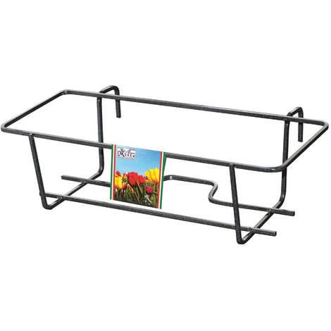 Balconiera fissa "Giglio" portavaso rettangolare in ferro battuto fioriera "Made in Italy" -60 cm