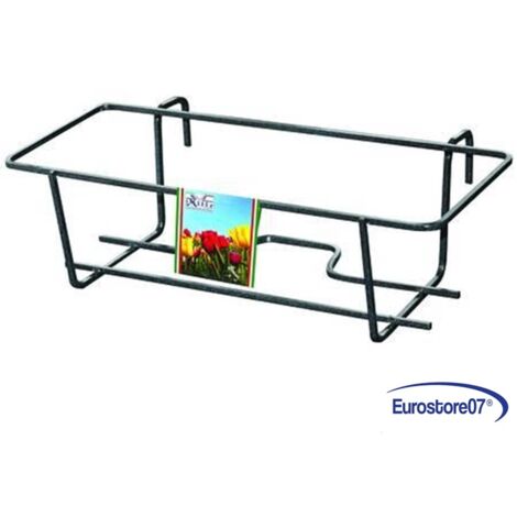 BALCONIERA IN FERRO CM 50 PORTA VASO RINGHIERA NERO cm.50x27x15h  FER 206358