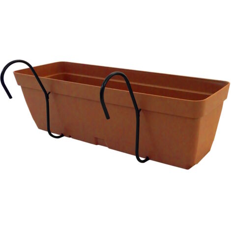 Balconiera In Resina Con Supporto Cm 50x17x16h Coccio Portavaso Da Balcone