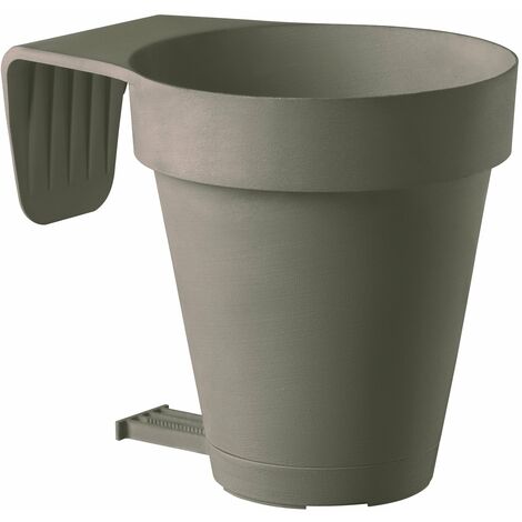 Balconiera vaso e-smart Ø20xh20 cm en résine avec soucoupe et espaceur  LightGray