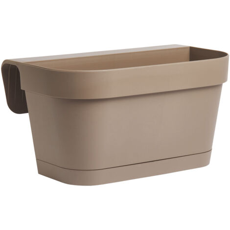 Balconiere B-Smart-Harz-Vase mit Untertasse und Abstandhalter - LightGray46x16x19 cm
