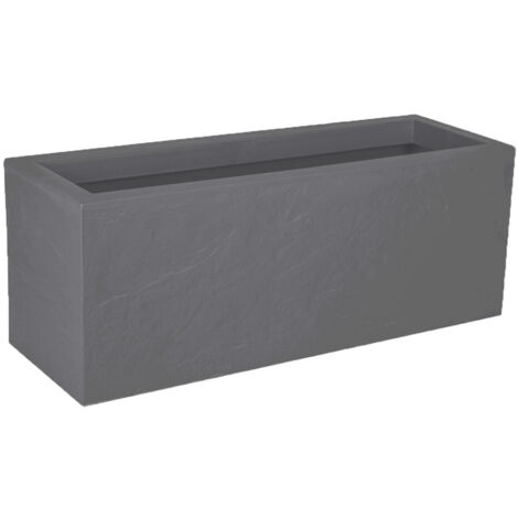 Balconnière rectangulaire Volcania Up effet pierre 25 L Gris Galet - Eda