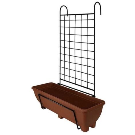 Balcony/Fence Holder - Plain Trellis Back Planter Holder - Charcoal