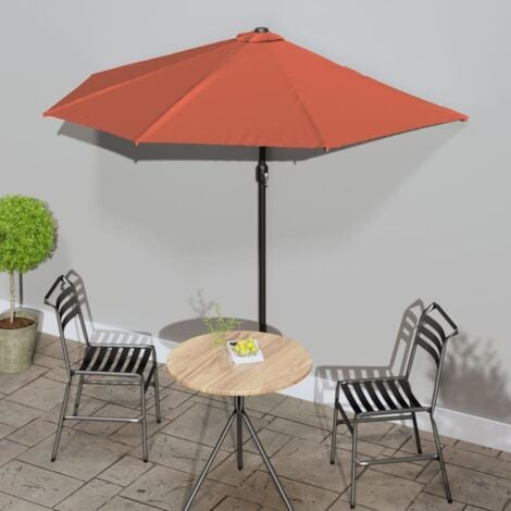 Balcony Parasol with Aluminium Pole Terracotta 270x144x222 cm Half vidaXL