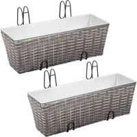 Balcony Planters 2 pcs 50 cm Grey Poly Rattan