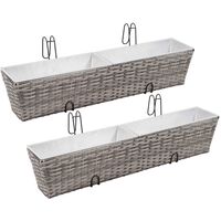 Balcony Planters 2 pcs 80 cm Grey Poly Rattan