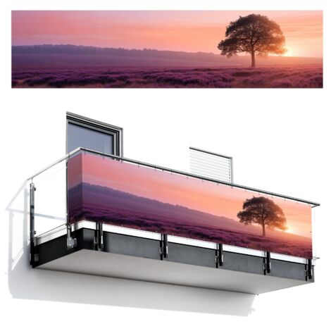 Balcony Privacy Banner Tree - Heather - Sunrise 500x120 cm