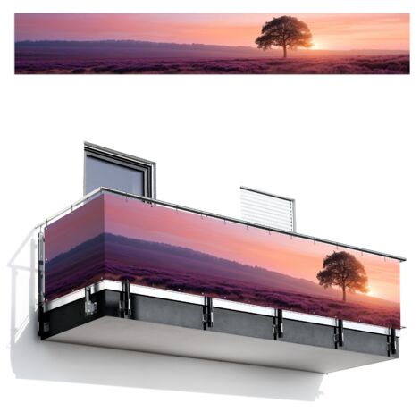 Balcony Privacy Banner Tree - Heather - Sunrise 500x80 cm
