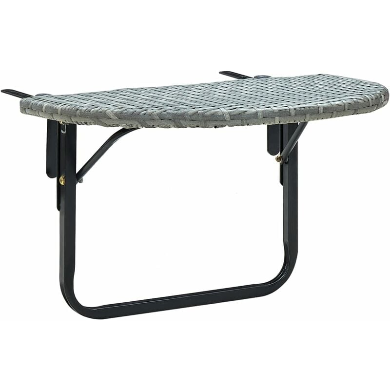 Vidaxl - Balcony Table Grey 60x60x40 cm Poly Rattan