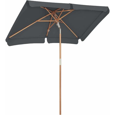 main image of "Balcony Umbrella, 2 x 1.25 m Rectangular Garden Parasol, UPF 50+ Protection, Wooden Pole and Ribs, Tilt Mechanism, Base Not Included, for Outdoor Garden Terrace, Taupe/Grey"