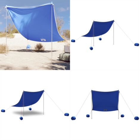 Baldacchino da Spiaggia con Ancore per la Sabbia Blu 214x236 cm - Protezione UV - Tenda da spiaggia
