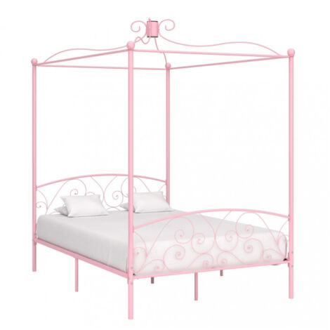 Baldachin-Bettgestell Metall Rosa 120 x 200 cm